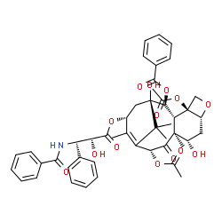 ChemSpider 2D Image | (1beta,2alpha,5beta,7beta,10beta,13beta)-4,10-Diacetoxy-13-{[(2R,3S)-3-(benzoylamino)-2-hydroxy-3-phenylpropanoyl]oxy}-1,7-dihydroxy-9-oxo-5,20-epoxytax-11-en-2-yl benzoate | C47H51NO14