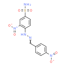 ChemSpider 2D Image | 3-Nitro-4-[2-(4-nitrobenzylidene)hydrazino]benzenesulfonamide | C13H11N5O6S