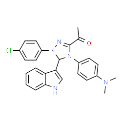 ChemSpider 2D Image | 1-[1-(4-Chlorophenyl)-4-[4-(dimethylamino)phenyl]-5-(1H-indol-3-yl)-4,5-dihydro-1H-1,2,4-triazol-3-yl]ethanone | C26H24ClN5O