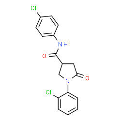 ChemSpider 2D Image | 1-(2-Chlorophenyl)-N-(4-chlorophenyl)-5-oxo-3-pyrrolidinecarboxamide | C17H14Cl2N2O2