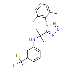 ChemSpider 2D Image | N-{2-[1-(2,6-Dimethylphenyl)-1H-tetrazol-5-yl]-2-propanyl}-3-(trifluoromethyl)aniline | C19H20F3N5