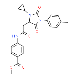 ChemSpider 2D Image | Methyl 4-({[3-cyclopropyl-1-(4-methylphenyl)-2,5-dioxo-4-imidazolidinyl]acetyl}amino)benzoate | C23H23N3O5