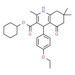 ChemSpider 2D Image | Cyclohexyl 4-(4-ethoxyphenyl)-2,7,7-trimethyl-5-oxo-1,4,5,6,7,8-hexahydro-3-quinolinecarboxylate | C27H35NO4