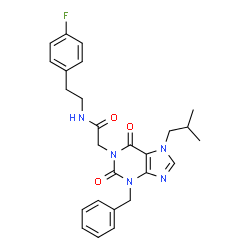 ChemSpider 2D Image | 2-(3-Benzyl-7-isobutyl-2,6-dioxo-2,3,6,7-tetrahydro-1H-purin-1-yl)-N-[2-(4-fluorophenyl)ethyl]acetamide | C26H28FN5O3
