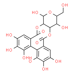 ChemSpider 2D Image | 1,4,8,9,10,11,12,13-Octahydroxy-3-(hydroxymethyl)-3,4,4a,16a-tetrahydro-1H-dibenzo[f,h]pyrano[3,4-b][1,4]dioxecine-6,15-dione | C20H18O14