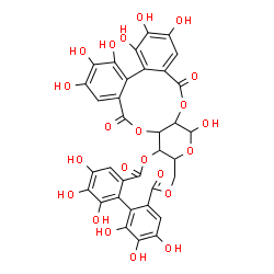 ChemSpider 2D Image | 2,3,4,5,6,7,11,17,18,19,20,21,22-Tridecahydroxy-10a,11,12a,13,25a,25b-hexahydrodibenzo[g,i]dibenzo[6',7':8',9'][1,4]dioxecino[2',3':4,5]pyrano[3,2-b][1,5]dioxacycloundecine-9,15,24,27-tetrone | C34H24O22