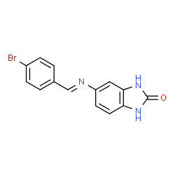 ChemSpider 2D Image | 5-[(E)-(4-Bromobenzylidene)amino]-1,3-dihydro-2H-benzimidazol-2-one | C14H10BrN3O