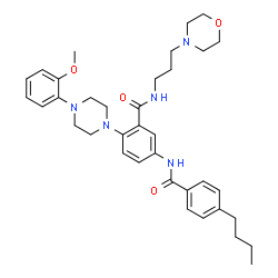 ChemSpider 2D Image | 5-[(4-Butylbenzoyl)amino]-2-[4-(2-methoxyphenyl)-1-piperazinyl]-N-[3-(4-morpholinyl)propyl]benzamide | C36H47N5O4