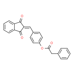 ChemSpider 2D Image | 4-[(1,3-Dioxo-1,3-dihydro-2H-inden-2-ylidene)methyl]phenyl phenylacetate | C24H16O4