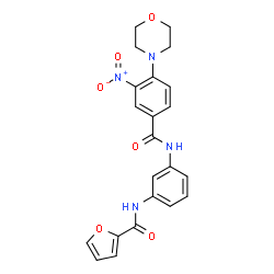 ChemSpider 2D Image | N-(3-{[4-(4-Morpholinyl)-3-nitrobenzoyl]amino}phenyl)-2-furamide | C22H20N4O6