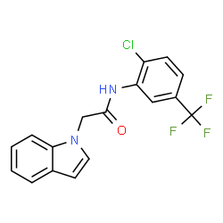 ChemSpider 2D Image | N-[2-Chloro-5-(trifluoromethyl)phenyl]-2-(1H-indol-1-yl)acetamide | C17H12ClF3N2O