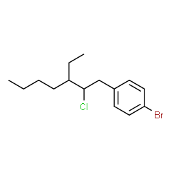 ChemSpider 2D Image | 1-Bromo-4-(2-chloro-3-ethylheptyl)benzene | C15H22BrCl