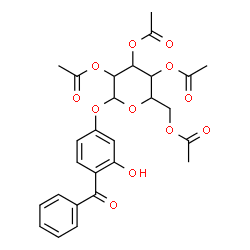 ChemSpider 2D Image | 4-Benzoyl-3-hydroxyphenyl 2,3,4,6-tetra-O-acetylhexopyranoside | C27H28O12