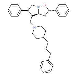 ChemSpider 2D Image | (2S,3aS,5S)-2,5-Diphenyl-4-{[4-(3-phenylpropyl)-1-piperidinyl]methyl}hexahydropyrrolo[1,2-b][1,2]oxazole | C33H40N2O