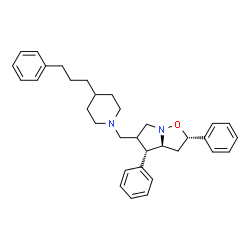 ChemSpider 2D Image | (2S,3aS,4S)-2,4-Diphenyl-5-{[4-(3-phenylpropyl)-1-piperidinyl]methyl}hexahydropyrrolo[1,2-b][1,2]oxazole | C33H40N2O