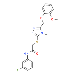 ChemSpider 2D Image | N-(3-Fluorophenyl)-2-({5-[(2-methoxyphenoxy)methyl]-4-methyl-4H-1,2,4-triazol-3-yl}sulfanyl)acetamide | C19H19FN4O3S