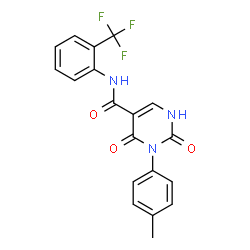 ChemSpider 2D Image | 3-(4-Methylphenyl)-2,4-dioxo-N-[2-(trifluoromethyl)phenyl]-1,2,3,4-tetrahydro-5-pyrimidinecarboxamide | C19H14F3N3O3