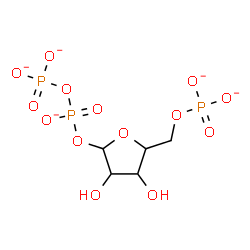 ChemSpider 2D Image | Pentofuranose, 1-O-[hydroxy(phosphonooxy)phosphinyl]-, 5-(dihydrogen phosphate), ion(5-) | C5H8O14P3