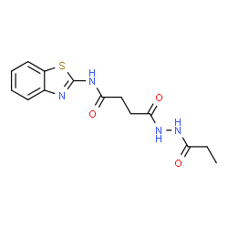 ChemSpider 2D Image | N-(1,3-Benzothiazol-2-yl)-4-oxo-4-(2-propionylhydrazino)butanamide | C14H16N4O3S