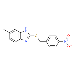 ChemSpider 2D Image | 6-Methyl-2-[(4-nitrobenzyl)sulfanyl]-1H-benzimidazole | C15H13N3O2S