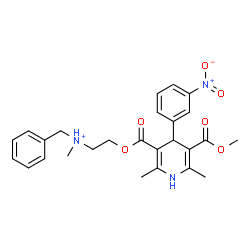 ChemSpider 2D Image | N-Benzyl-2-({[5-(methoxycarbonyl)-2,6-dimethyl-4-(3-nitrophenyl)-1,4-dihydro-3-pyridinyl]carbonyl}oxy)-N-methylethanaminium | C26H30N3O6