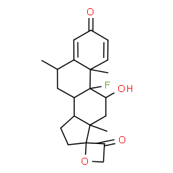 ChemSpider 2D Image | 9-Fluoro-11-hydroxy-6-methyl-17,21-epoxypregna-1,4-diene-3,20-dione | C22H27FO4
