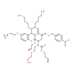 ChemSpider 2D Image | 3-Buten-1-yl [6a-(allyloxy)-10-[2-(1-aziridinyl)ethoxy]-1,2-bis(4-hydroxybutyl)-4-{[(4-nitrobenzyl)oxy]imino}-1,2,4,5,6,6a,11b,11c-octahydrobenzo[kl]xanthen-6-yl][2-(2-hydroxyethoxy)ethyl]carbamate | C47H64N4O12