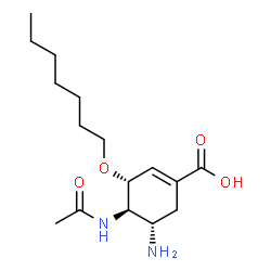 ChemSpider 2D Image | (3R,4R,5S)-4-Acetamido-5-amino-3-(heptyloxy)-1-cyclohexene-1-carboxylic acid | C16H28N2O4