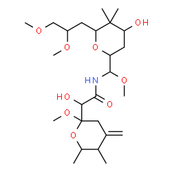 ChemSpider 2D Image | N-[[6-(2,3-Dimethoxypropyl)tetrahydro-4-hydroxy-5,5-dimethyl-2H-pyran-2-yl]methoxymethyl]tetrahydro-a-hydroxy-2-methoxy-5,6-dimethyl-4-methylene-2H-pyran-2-acetamide | C25H45NO9
