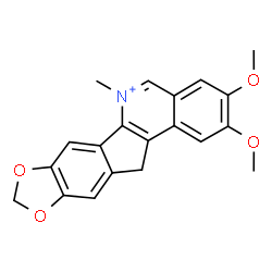 ChemSpider 2D Image | 2,3-Dimethoxy-6-methyl-12H-[1,3]dioxolo[5,6]indeno[1,2-c]isoquinolin-6-ium | C20H18NO4