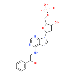 ChemSpider 2D Image | 9-(2-Deoxy-5-O-phosphonopentofuranosyl)-N-(2-hydroxy-2-phenylethyl)-9H-purin-6-amine | C18H22N5O7P