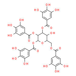 ChemSpider 2D Image | 1,2,3,6-Tetrakis-O-(3,4,5-trihydroxybenzoyl)hexopyranose | C34H28O22