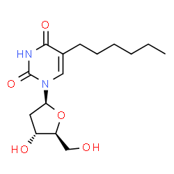 ChemSpider 2D Image | 1-(2-Deoxy-beta-L-erythro-pentofuranosyl)-5-hexyl-2,4(1H,3H)-pyrimidinedione | C15H24N2O5