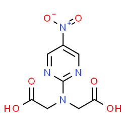 ChemSpider 2D Image | 2,2'-[(5-Nitro-2-pyrimidinyl)imino]diacetic acid | C8H8N4O6