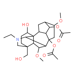 ChemSpider 2D Image | 20-Ethyl-1-hydroxy-4-(hydroxymethyl)-6,16-dimethoxyaconitane-8,14-diyl diacetate | C27H41NO8
