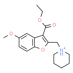 ChemSpider 2D Image | 1-{[3-(Ethoxycarbonyl)-5-methoxy-1-benzofuran-2-yl]methyl}piperidinium | C18H24NO4