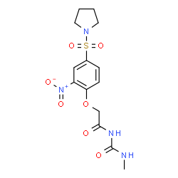 ChemSpider 2D Image | N-(Methylcarbamoyl)-2-[2-nitro-4-(1-pyrrolidinylsulfonyl)phenoxy]acetamide | C14H18N4O7S