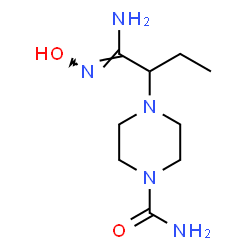 ChemSpider 2D Image | 4-[(1Z)-1-Amino-1-(hydroxyimino)-2-butanyl]-1-piperazinecarboxamide | C9H19N5O2