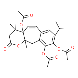 ChemSpider 2D Image | 8-Isopropyl-4,4,11a-trimethyl-2-oxo-3,4,11,11a-tetrahydrobenzo[5,6]cyclohepta[1,2-b]pyran-4a,9,10(2H)-triyl triacetate | C26H32O8