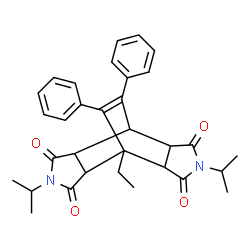 ChemSpider 2D Image | 1-Ethyl-4,10-diisopropyl-13,14-diphenyl-4,10-diazatetracyclo[5.5.2.0~2,6~.0~8,12~]tetradec-13-ene-3,5,9,11-tetrone | C32H34N2O4