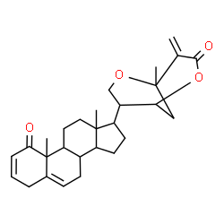 ChemSpider 2D Image | 8-(10,13-Dimethyl-1-oxo-4,7,8,9,10,11,12,13,14,15,16,17-dodecahydro-1H-cyclopenta[a]phenanthren-17-yl)-5-methyl-4-methylene-2,6-dioxabicyclo[3.3.1]nonan-3-one | C28H36O4