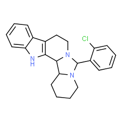 ChemSpider 2D Image | 6-(2-Chlorophenyl)-1,3,4,8,9,14,14b,14c-octahydro-2H-pyrido[1'',2'':3',4']imidazo[1',5':1,2]pyrido[3,4-b]indole | C23H24ClN3