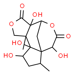 ChemSpider 2D Image | 4,5,10,14-Tetrahydroxy-2,6-dimethyl-8,12-dioxatetracyclo[9.3.1.0~1,5~.0~6,10~]pentadecane-9,13-dione | C15H20O8