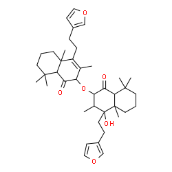 ChemSpider 2D Image | 4-[2-(3-Furyl)ethyl]-2-({4-[2-(3-furyl)ethyl]-4-hydroxy-3,4a,8,8-tetramethyl-1-oxodecahydro-2-naphthalenyl}oxy)-3,4a,8,8-tetramethyl-4a,5,6,7,8,8a-hexahydro-1(2H)-naphthalenone | C40H56O6