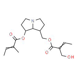 ChemSpider 2D Image | {7-[(2-Methyl-2-butenoyl)oxy]hexahydro-1H-pyrrolizin-1-yl}methyl 2-(hydroxymethyl)-2-butenoate | C18H27NO5