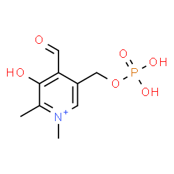 ChemSpider 2D Image | 4-Formyl-3-hydroxy-1,2-dimethyl-5-[(phosphonooxy)methyl]pyridinium | C9H13NO6P
