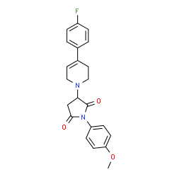 ChemSpider 2D Image | 3-[4-(4-Fluorophenyl)-3,6-dihydro-1(2H)-pyridinyl]-1-(4-methoxyphenyl)-2,5-pyrrolidinedione | C22H21FN2O3