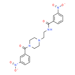 ChemSpider 2D Image | 3-Nitro-N-{2-[4-(3-nitrobenzoyl)-1-piperazinyl]ethyl}benzamide | C20H21N5O6