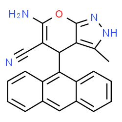 ChemSpider 2D Image | 6-Amino-4-(9-anthryl)-3-methyl-1,4-dihydropyrano[2,3-c]pyrazole-5-carbonitrile | C22H16N4O