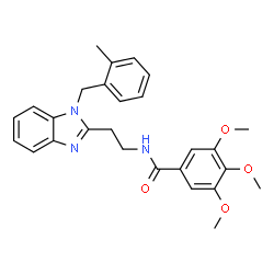 ChemSpider 2D Image | 3,4,5-Trimethoxy-N-{2-[1-(2-methylbenzyl)-1H-benzimidazol-2-yl]ethyl}benzamide | C27H29N3O4